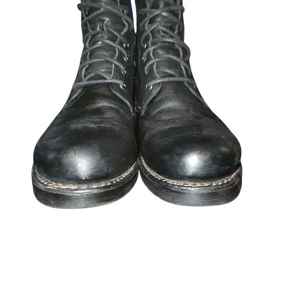 Frye Veronica Women's Flex Combat Boots Size 9.5 Black Leather Lace Up Heeled - Picture 3 of 10